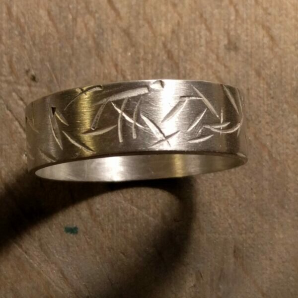 Bague argent unisexe bamboo - fabriqué en France Bague unisexe à texture bamboo