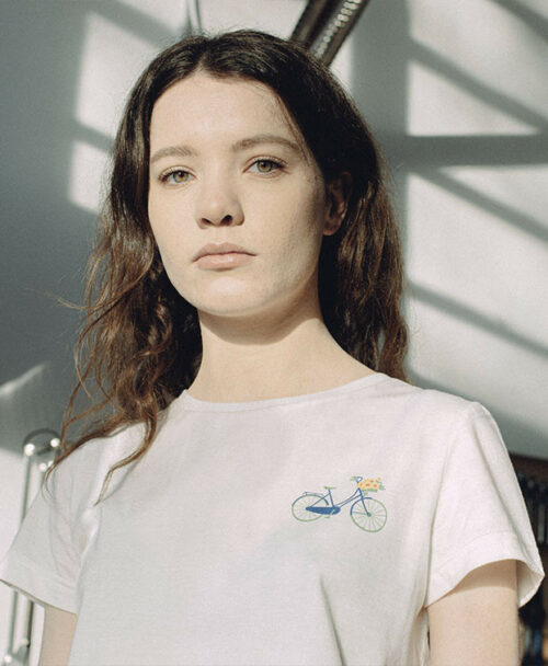 tee-shirt-palmyre-velo-ecru-en-coton-bio la gentle factory