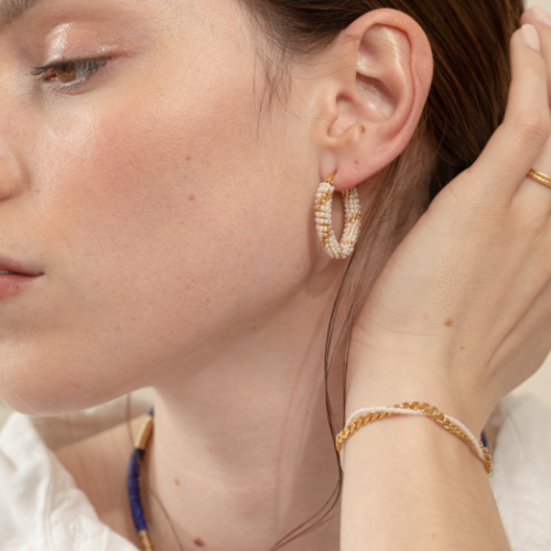 Boucles d'oreilles Doré et blanches Les impatientes