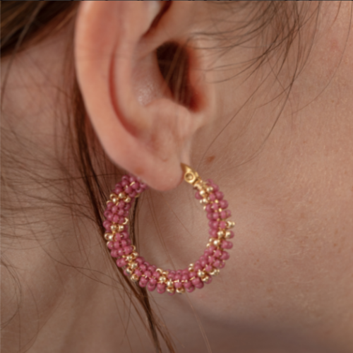 Boucles d'oreilles Doré et framboise Les impatientes