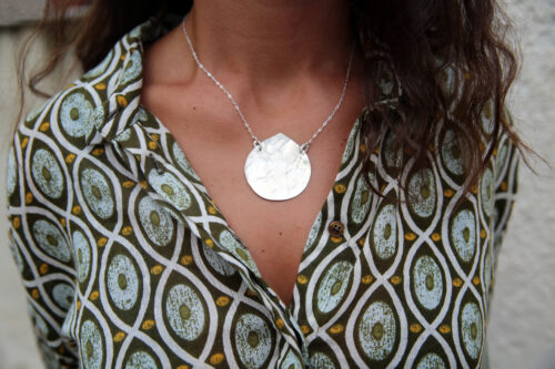 Collier poire à texture Bambou